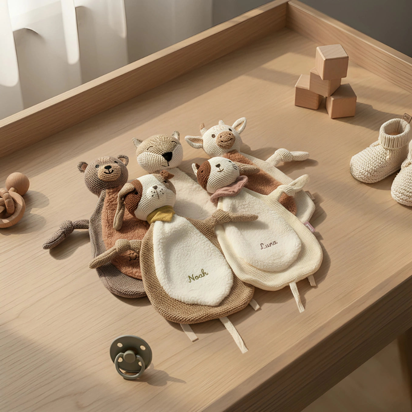 Personalisiertes Schnuffeltuch bestickt "Wunschtier"