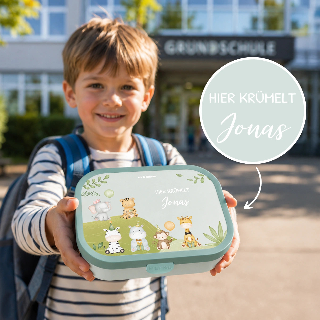 Personalisierte Mepal Brotdose "Tierparty"
