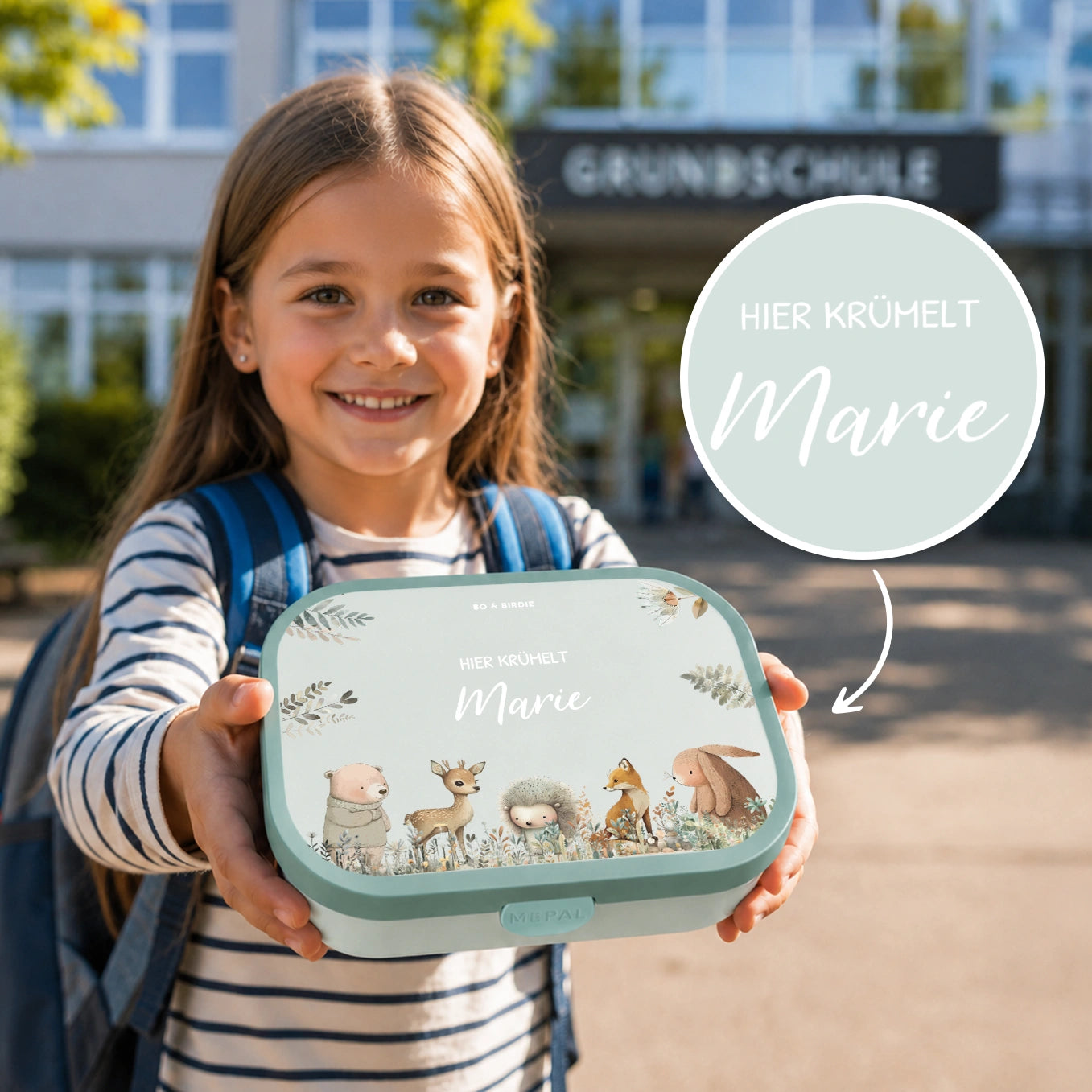 Personalisierte Mepal Brotdose "Aquarell Tiere im Wald"
