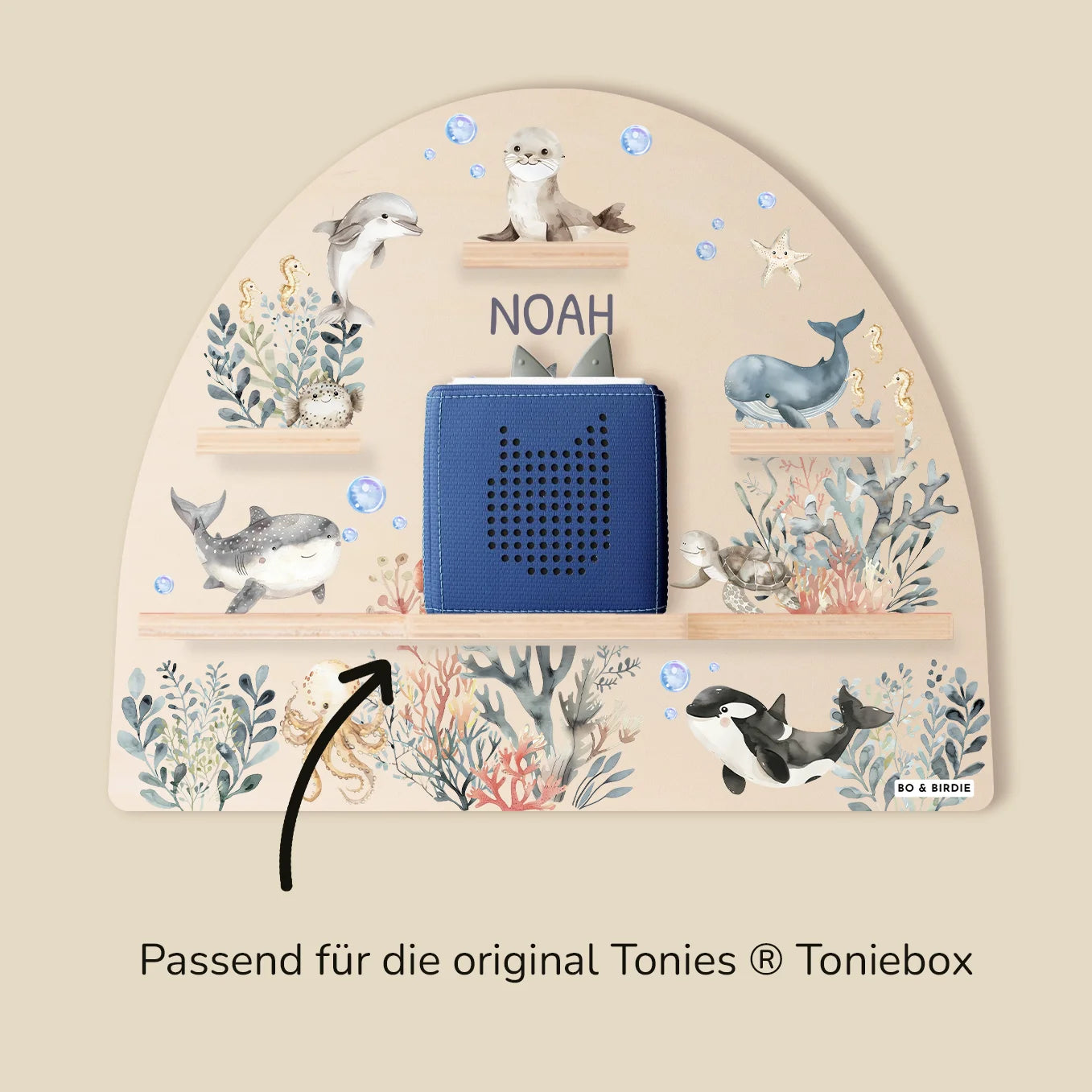 Personalisiertes Toniebox Regal "Tiere im Ozean"