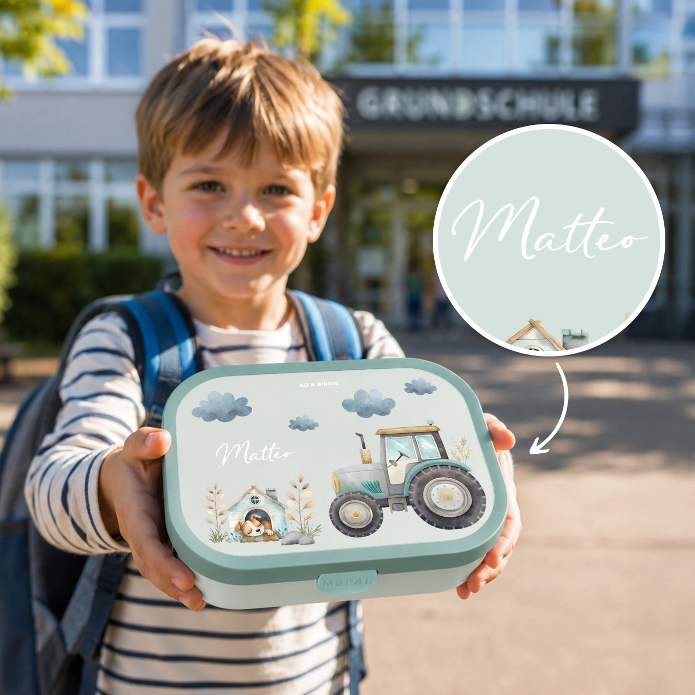 Personalisierte Mepal Brotdose "Traktor"