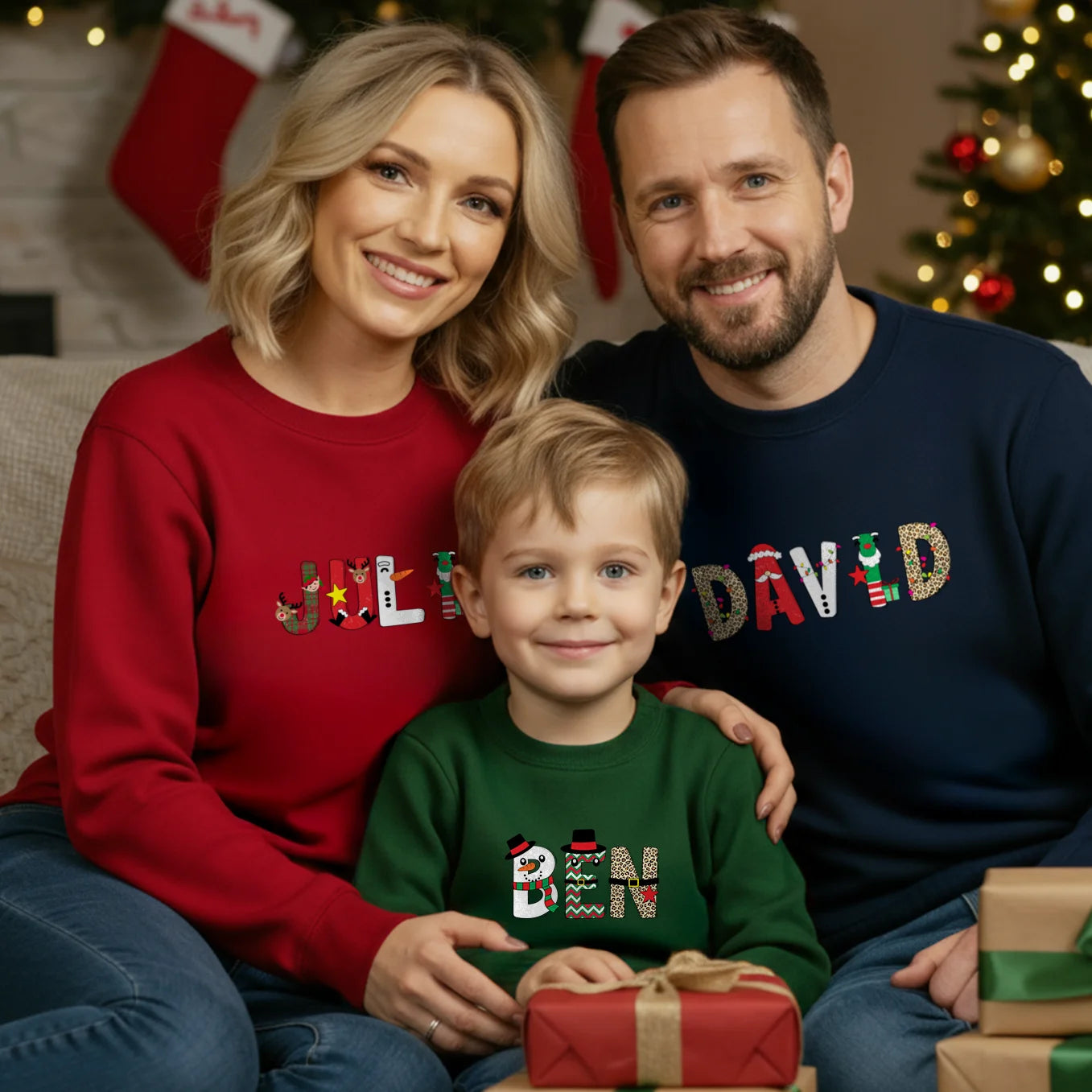 Personalisierter Partnerlook Sweater "Weihnachtsbuchstaben"