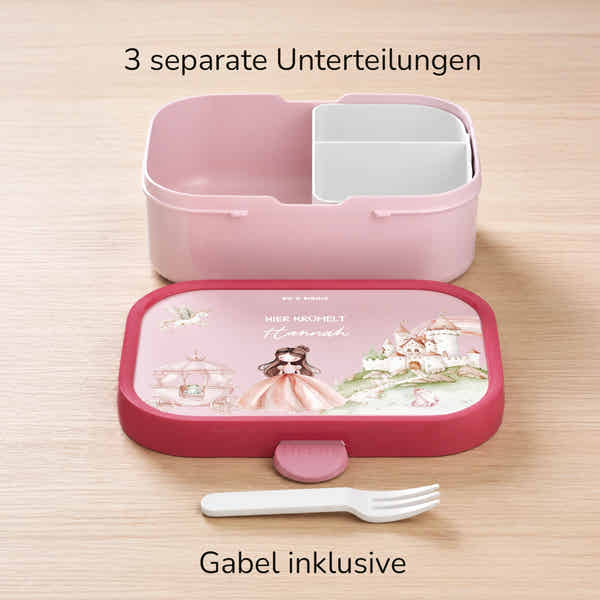 Mepal Brotdose Pferd Personalisiert – Kleine Bento Box Mit Fächern, Namen & Gabel, Für Schule & Ausflüge (