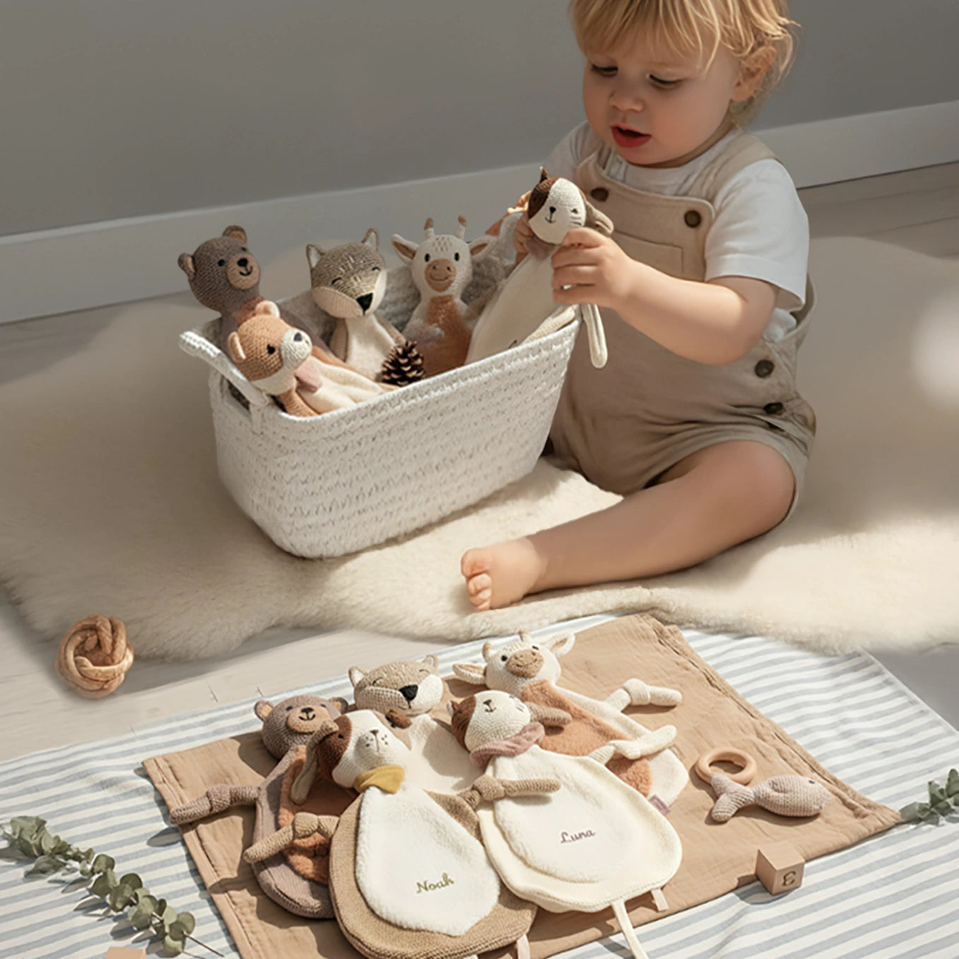 Personalisiertes Schnuffeltuch bestickt "Wunschtier"