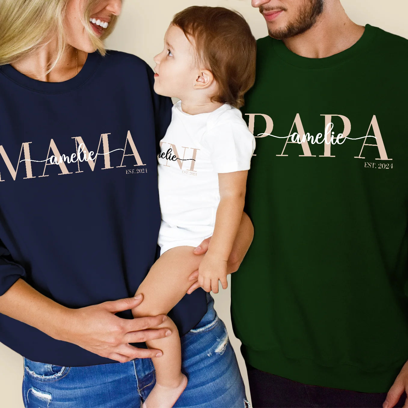 Personalisierter Erwachsenen Sweater "Mama / Papa" (2. Teil vom Partnerlook)