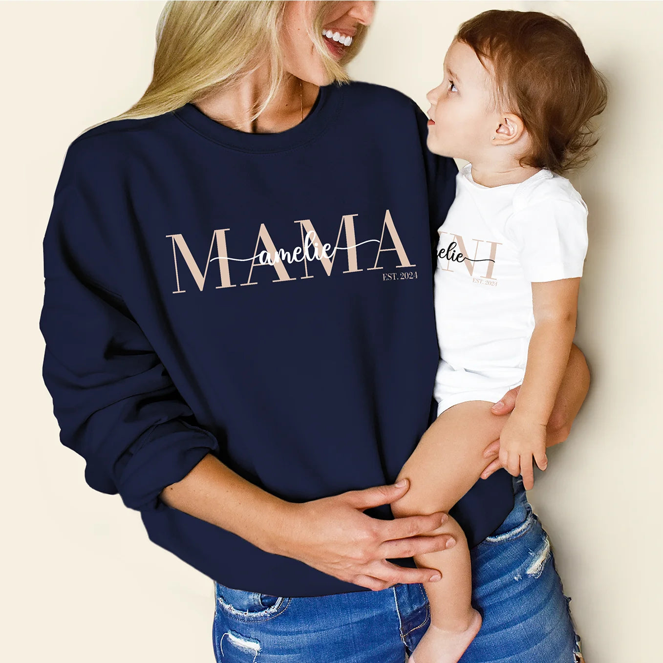 Personalisierter Erwachsenen Sweater "Mama / Papa" 2. Teil vom Partnerlook Bo & Birdie