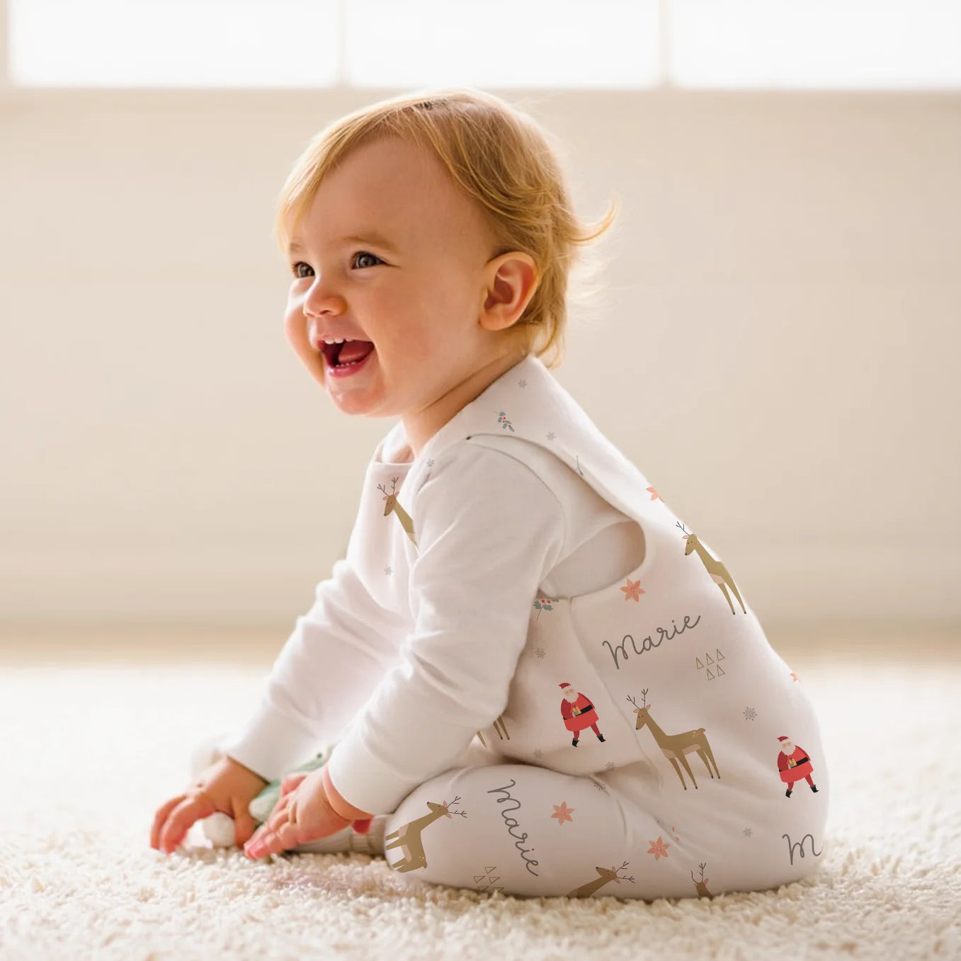 baby schlafsack neugeborene winter ▷ „Weihnachten“ – personalisierter Baby Schlafsack kaufen