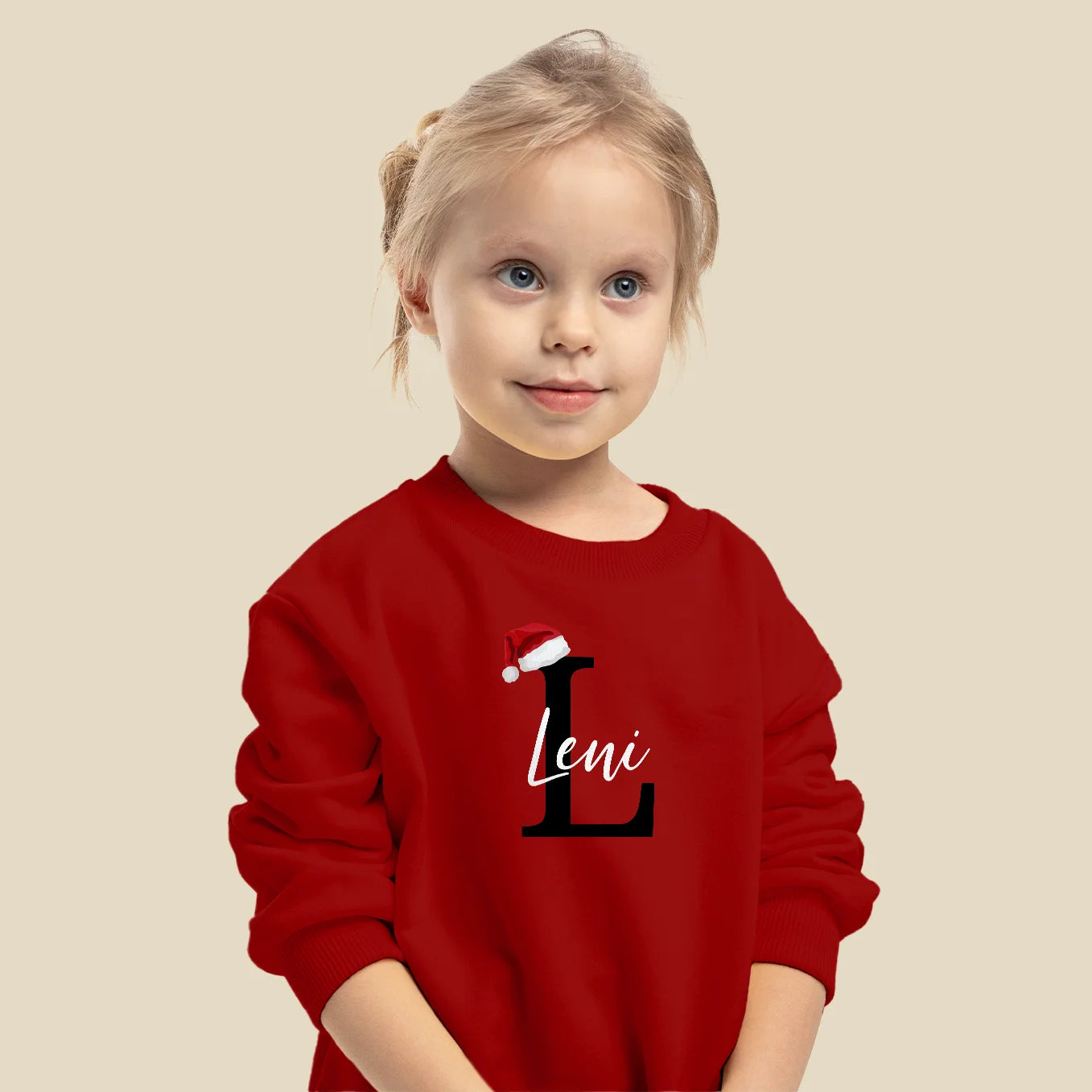 Personalisierter Kinder Sweater "Weihnachtsmütze" (1. Teil vom Partnerlook)