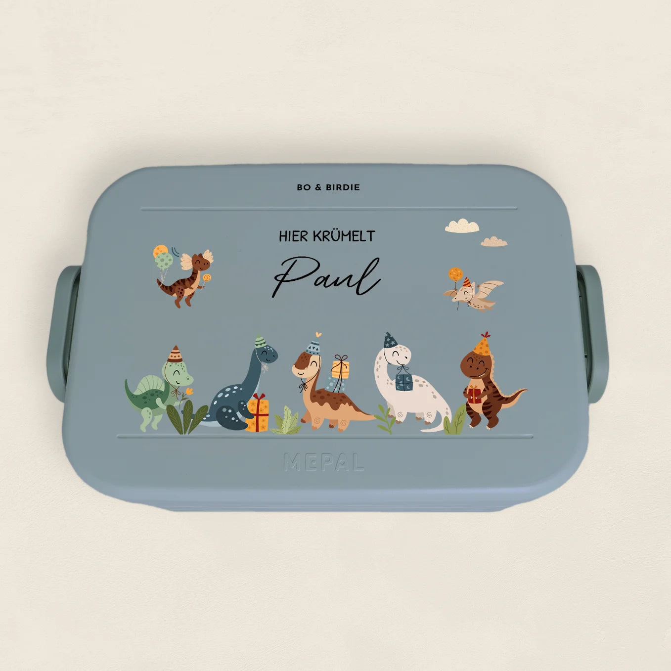 Personalisierte Mepal Brotdose "Dino Party" Bo & Birdie