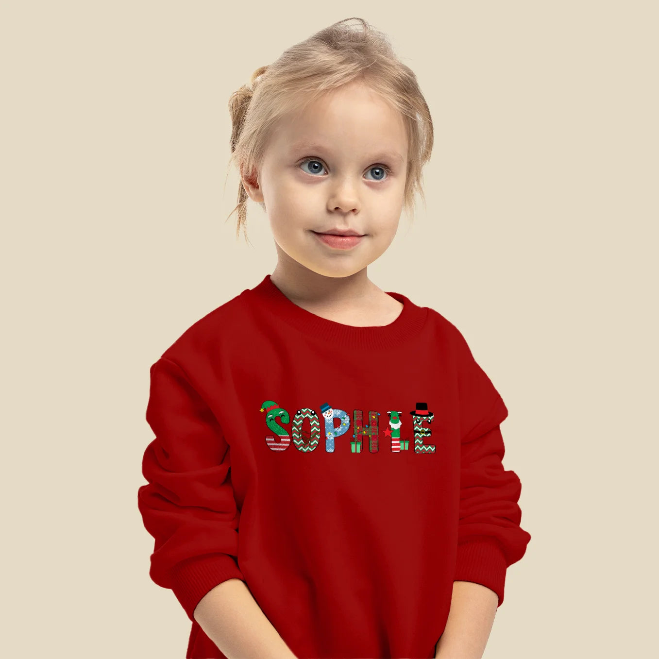 Personalisierter Partnerlook "Weihnachtsbuchstaben" - Kinder Sweater