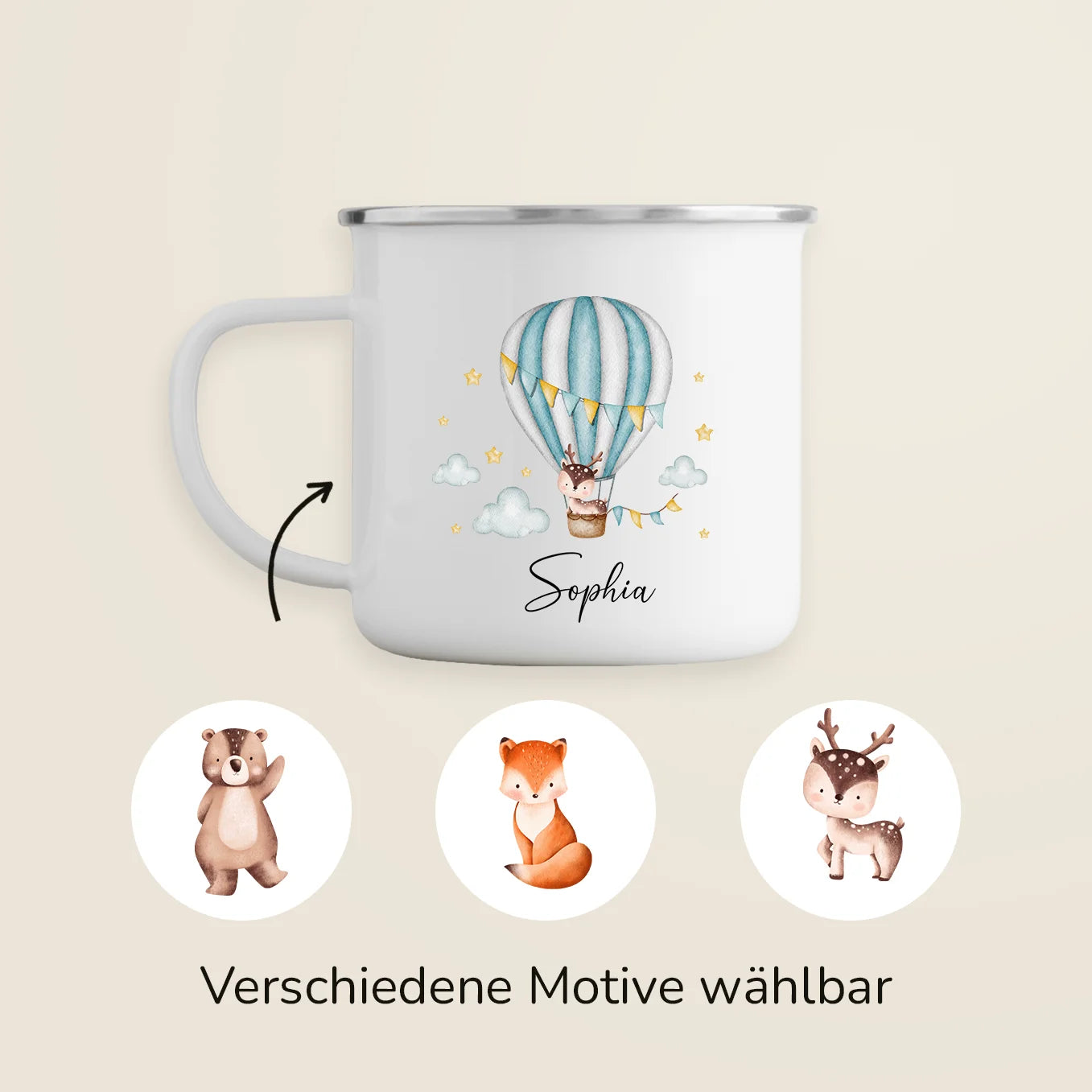 Personalisierte Kindertasse "Heißluftballon"