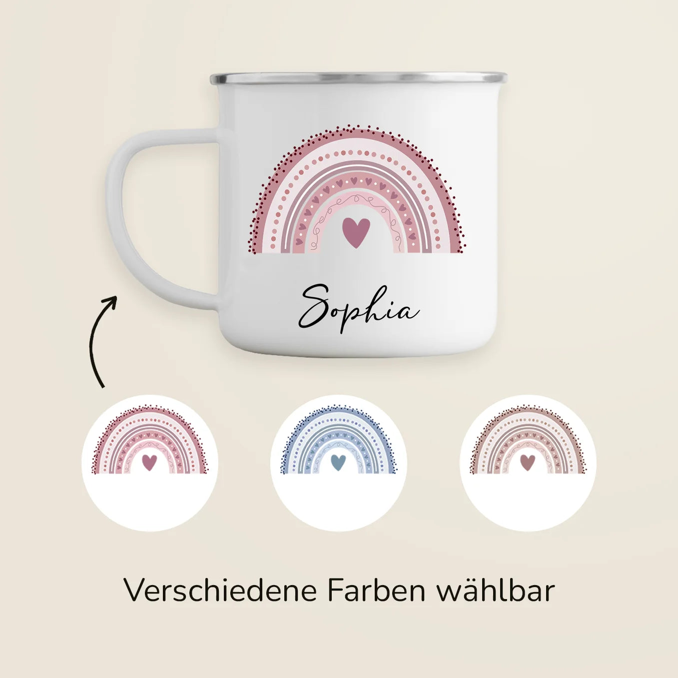 Personalisierte Kindertasse "Regenbogen"