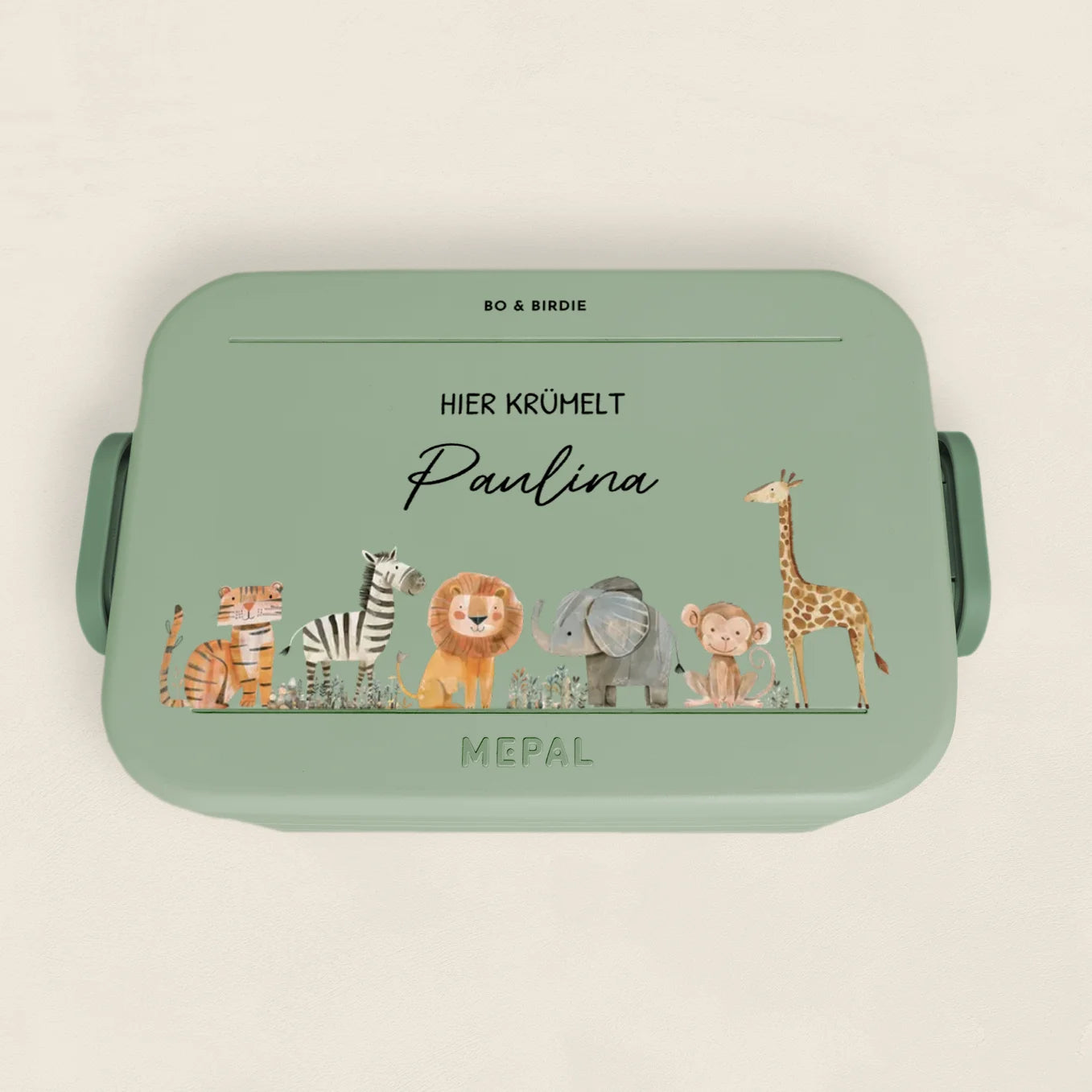 Personalisierte Mepal Brotdose "Safari" + 52 Aufkleber im Set