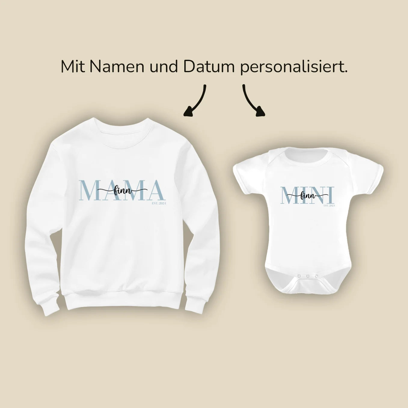 Personalisierter Erwachsenen Sweater "Mama / Papa" 2. Teil vom Partnerlook Bo & Birdie