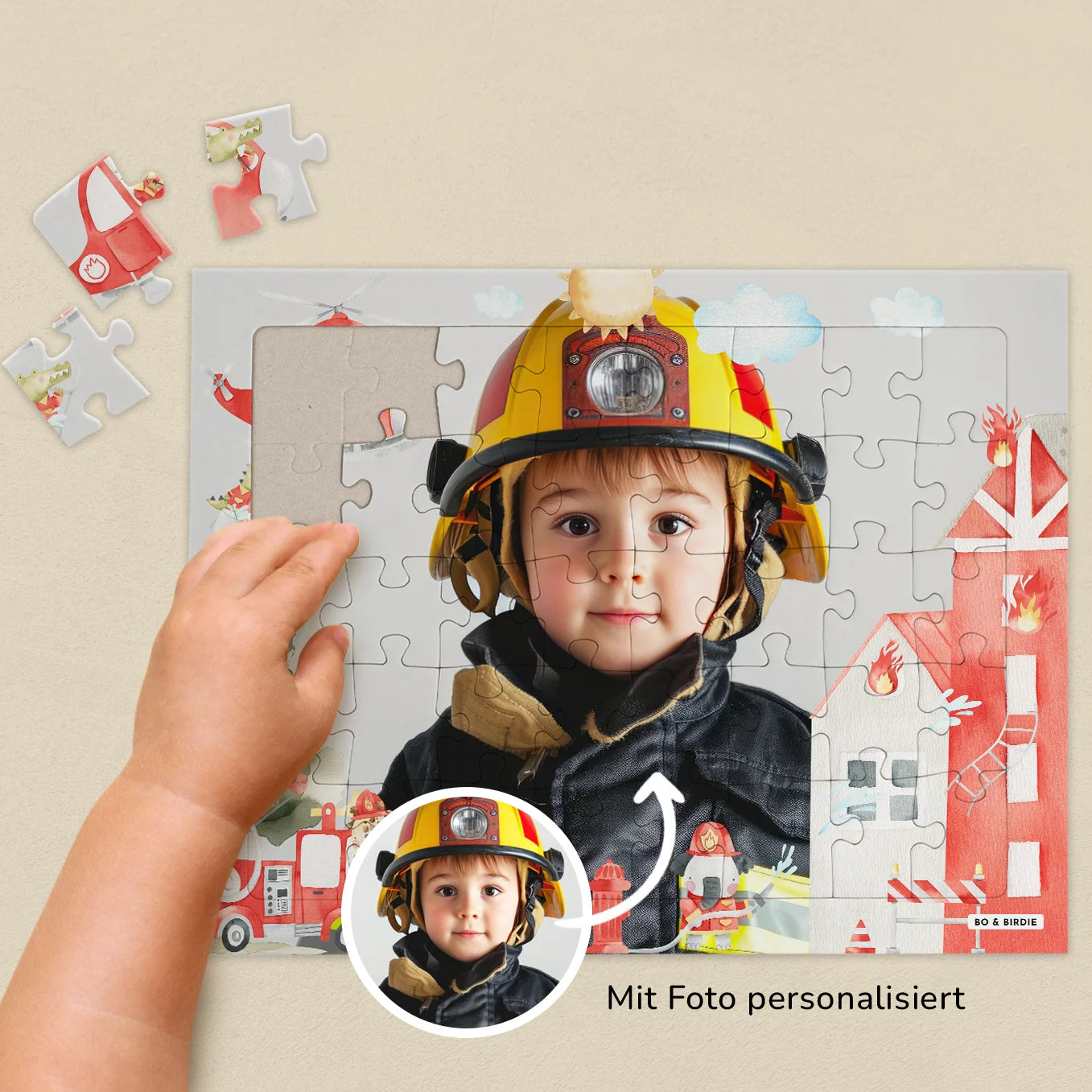 Personalisiertes Kinderpuzzle "Feuerwehr" - Bo & Birdie