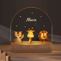 Personalisiertes Nachtlicht Lieblingstier mit Name: Bär, Giraffe und Löwe unter Sternen – Bo & Birdie
