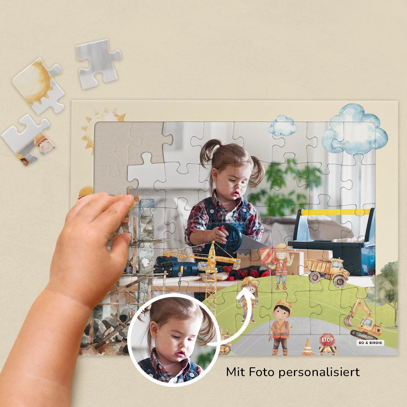 Personalisiertes Kinderpuzzle "Baustelle"