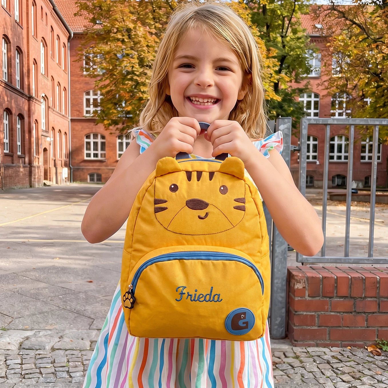 Personalisierter Kinderrucksack "Tiger" mit Stick