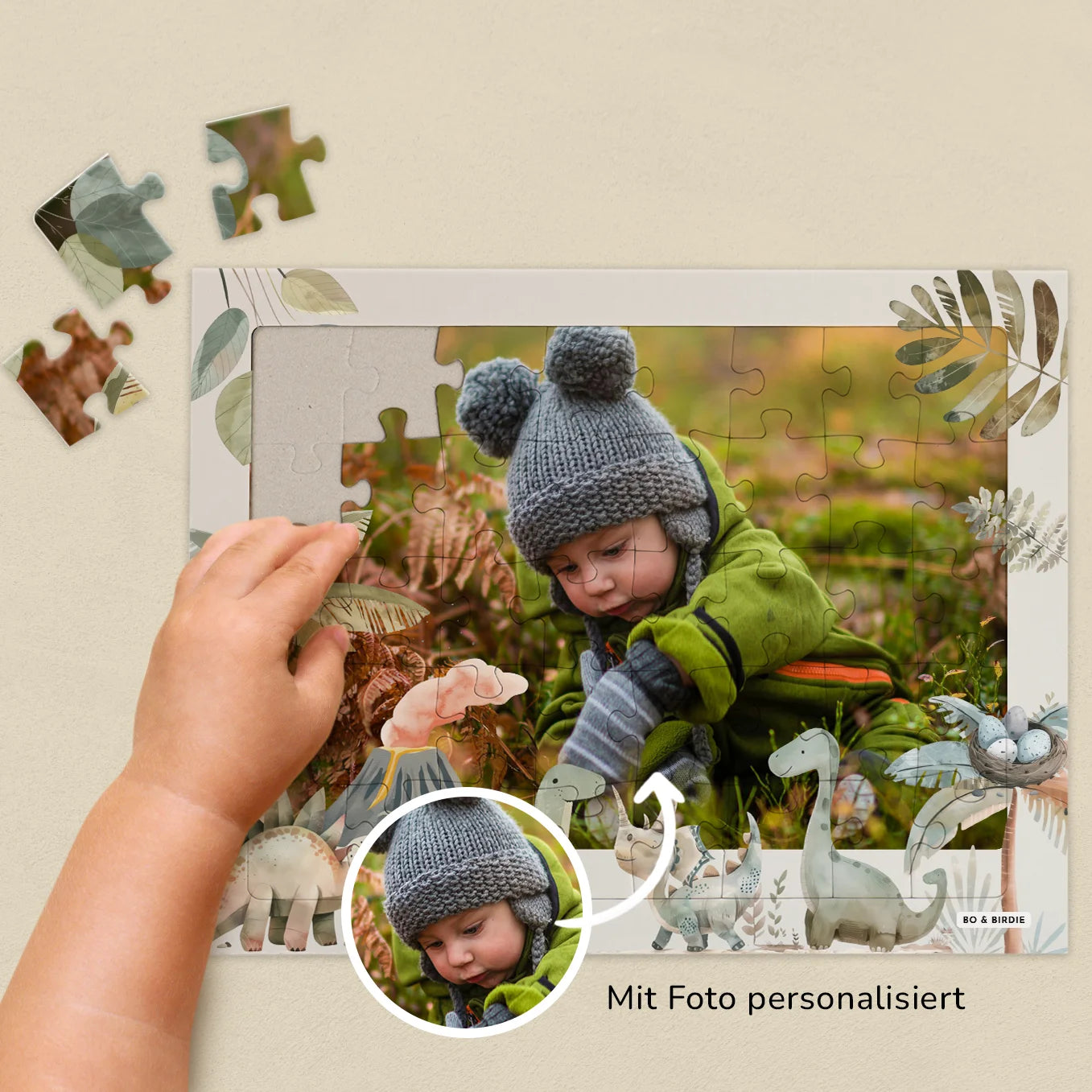 Personalisiertes Kinderpuzzle "Boho Dinosaurier"