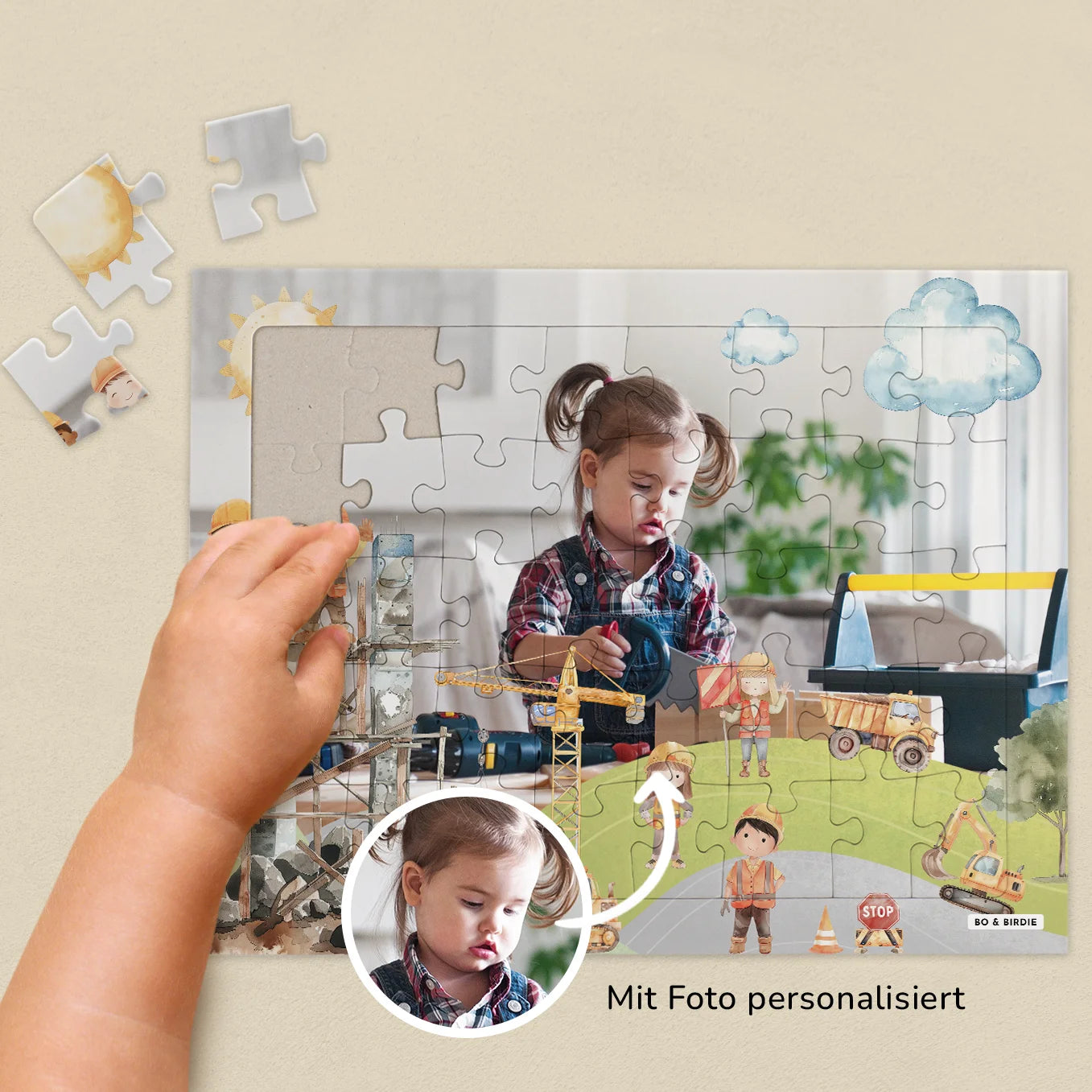 Personalisiertes Kinderpuzzle "Baustelle"