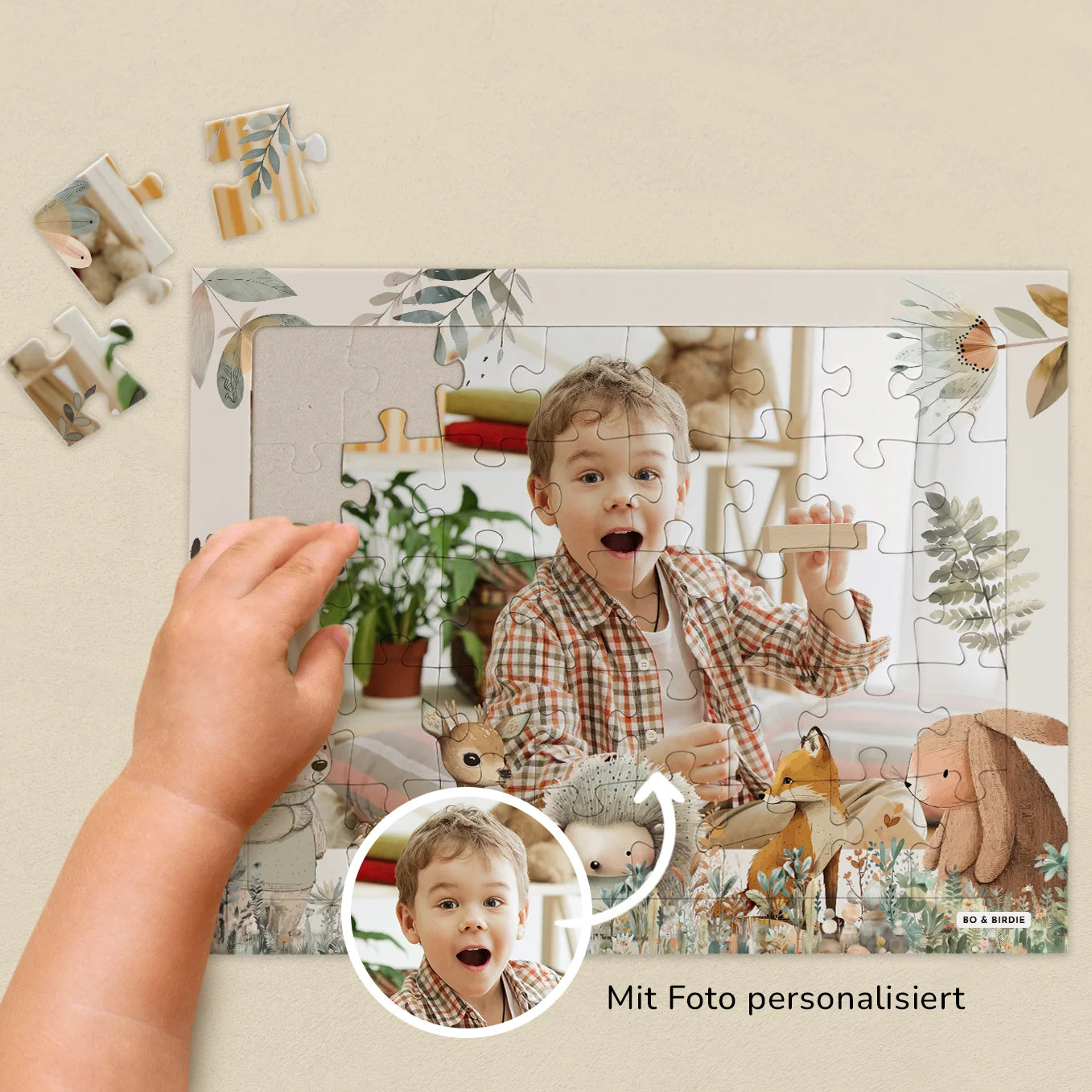 Personalisiertes Kinderpuzzle "Aquarell Tiere im Wald"