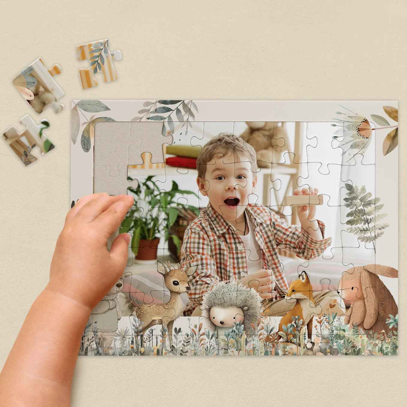 Personalisiertes Kinderpuzzle "Aquarell Tiere im Wald"