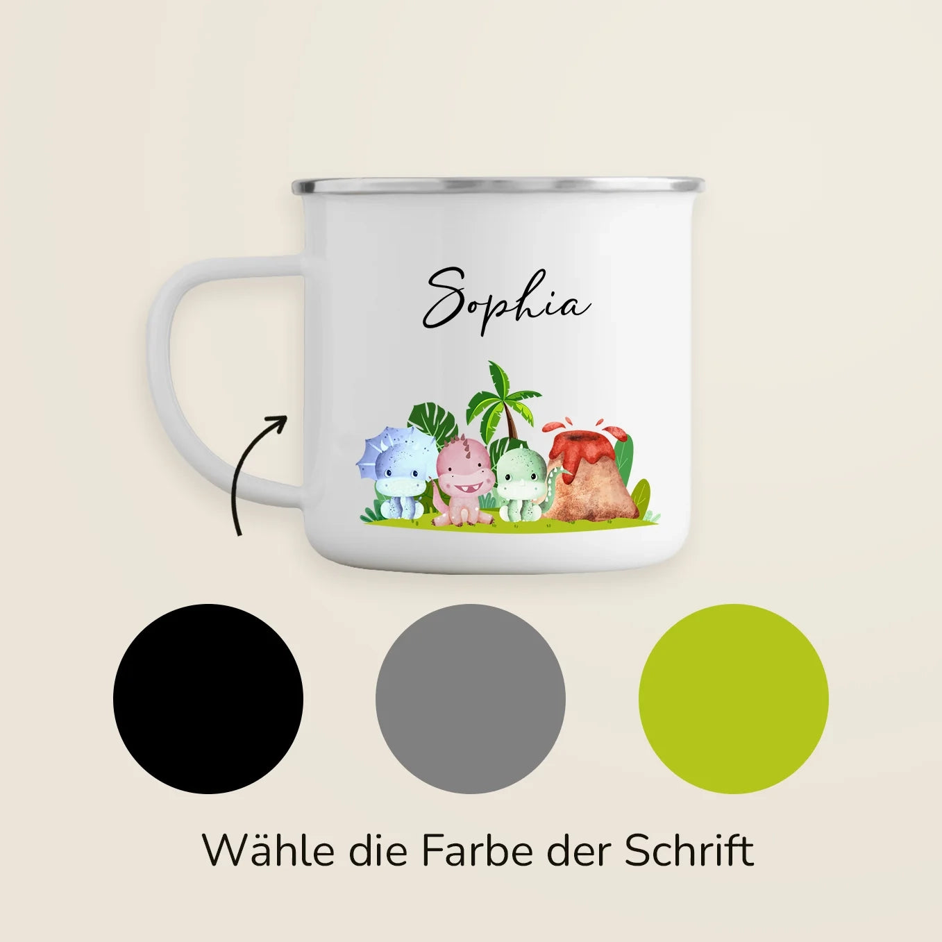 Personalisierte Kindertasse "Dinos"