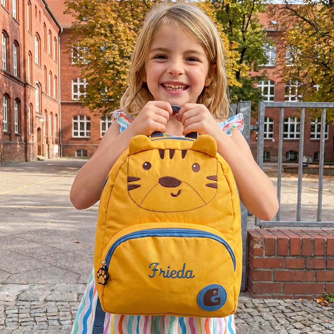 Personalisierter Kinderrucksack "Tiger" mit Stick