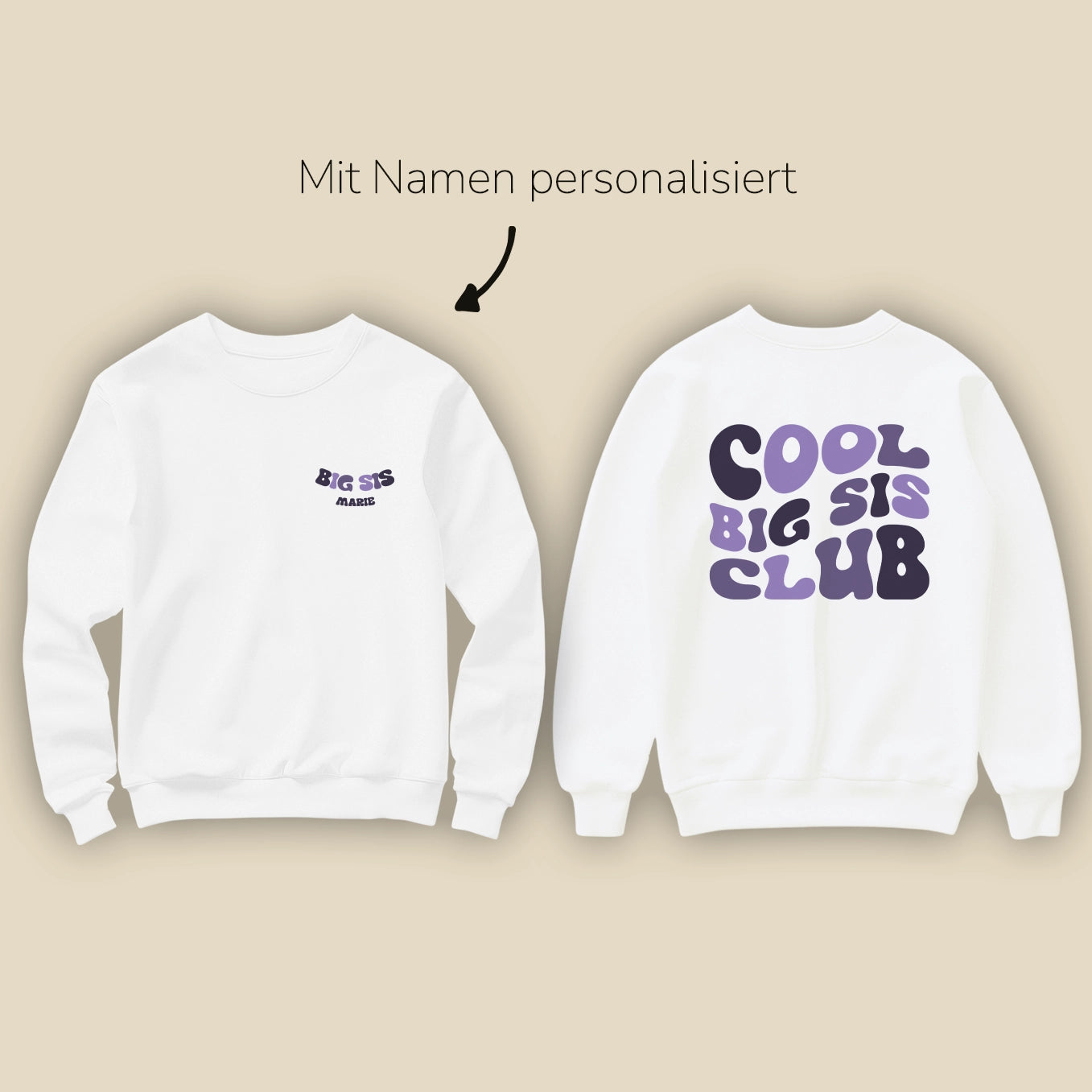 Personalisierter Sweater "Cool Big Sis Club"