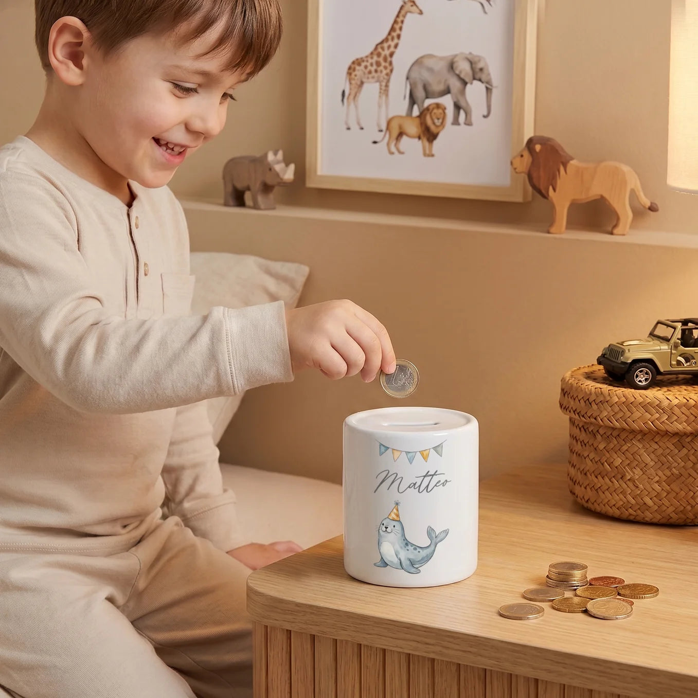 Personalisierte Keramik Spardose "Aquarell"