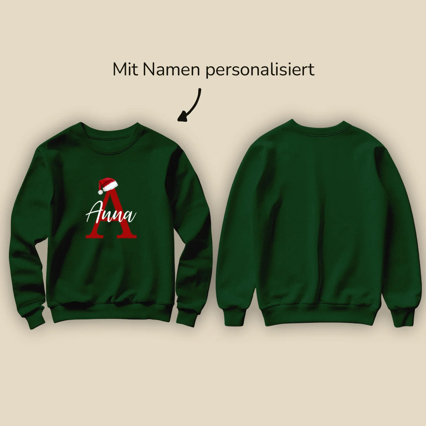 Personalisierter Unisex Sweater für Erwachsene "Weihnachtsmütze" 2. Teil vom Partnerlook Bo & Birdie