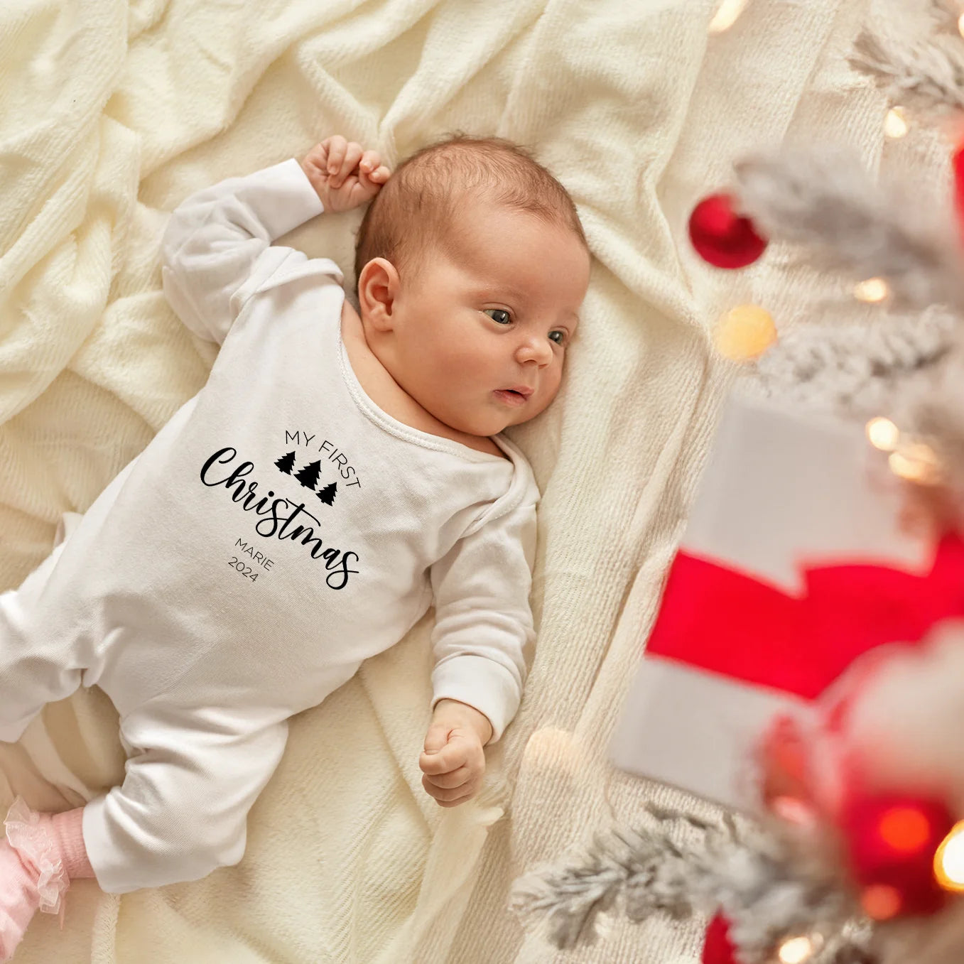 Personalisierter Baby Langarm Body "My first christmas"