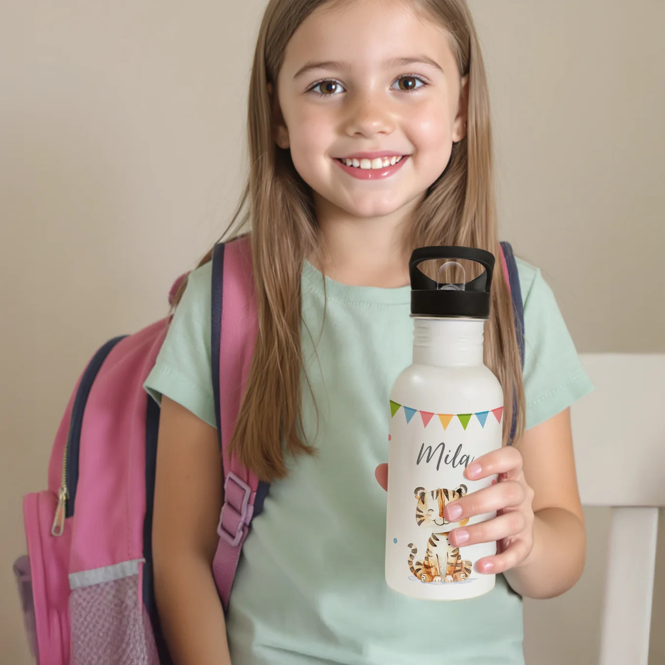 Personalisierte Thermo-Trinkflasche Kinder "Wunschtier"
