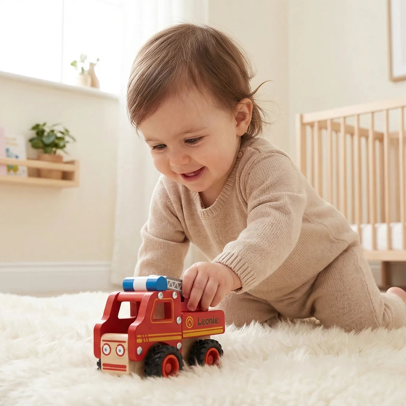 Personalisiertes Holzspielzeug Feuerwehrauto