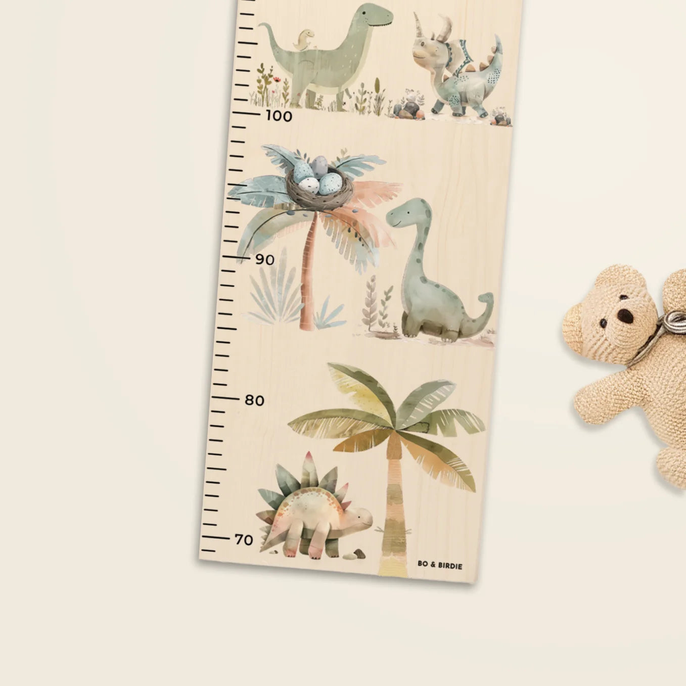 Personalisierte Messlatte "Boho Dinosaurier"