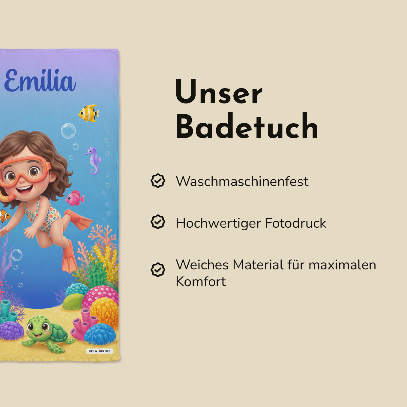 Personalisiertes Badehandtuch "Schnorchel"