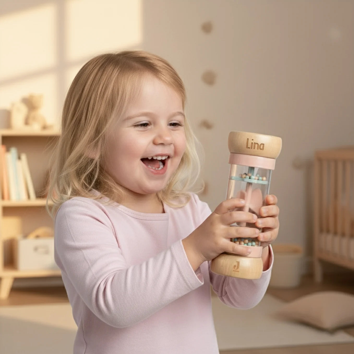 Personalisierte Regenmacher Rassel "Kleine Entdecker"