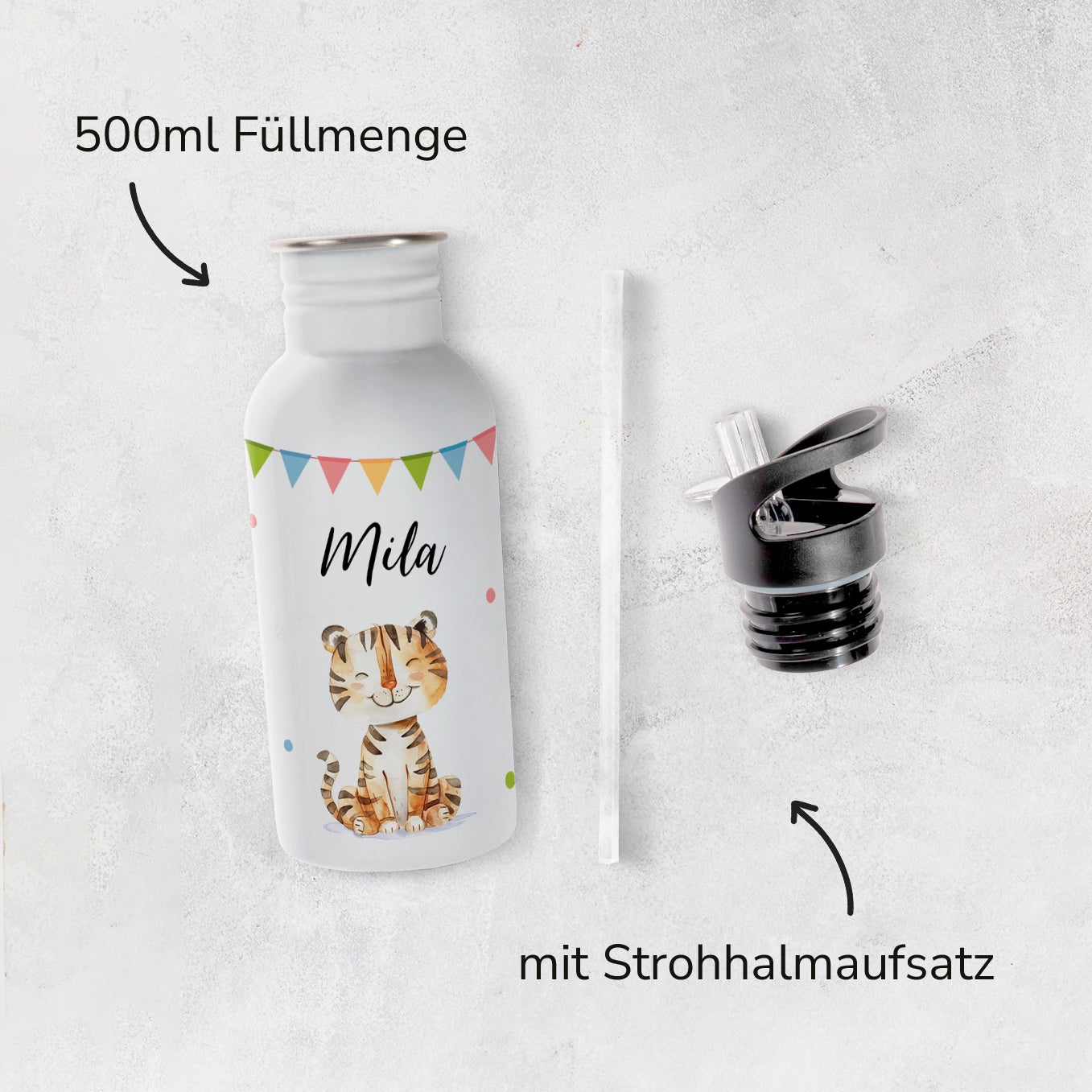 Personalisierte Trinkflasche Kinder "Wunschtier"