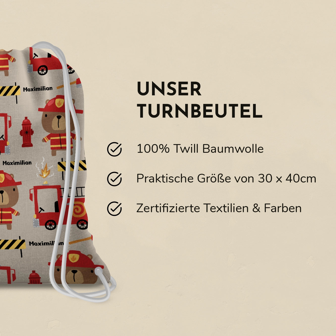 Personalisierter Turnbeutel "Feuerwehr"