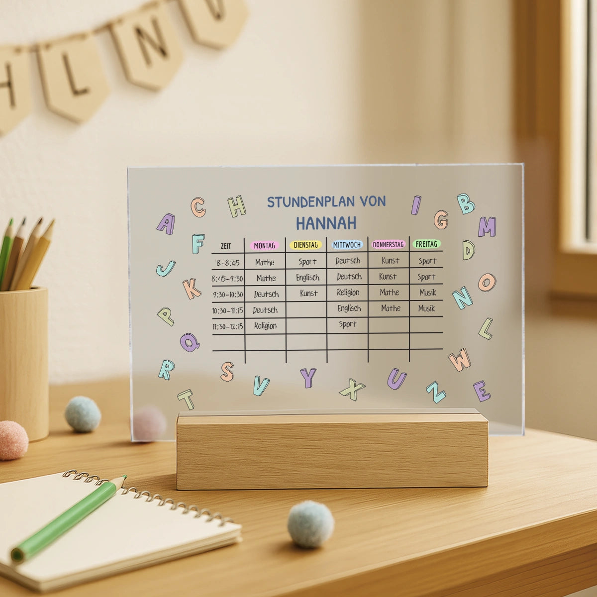 Personalisiertes Acrylglas "Stundenplan" 