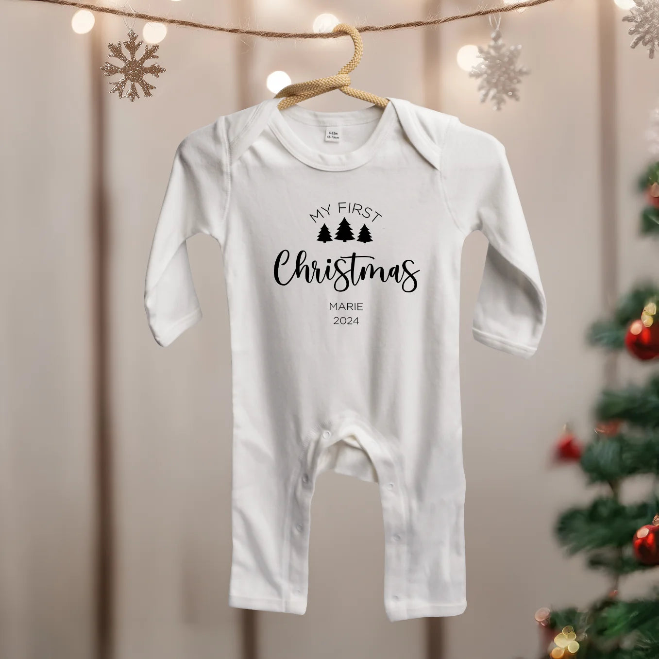 Personalisierter Baby Langarm Body "My first christmas"