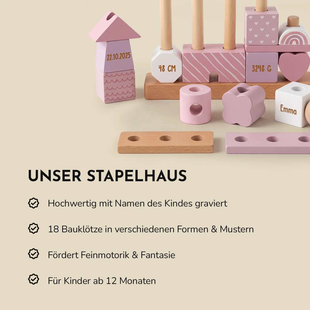 Personalisiertes Stapelhaus "Name"
