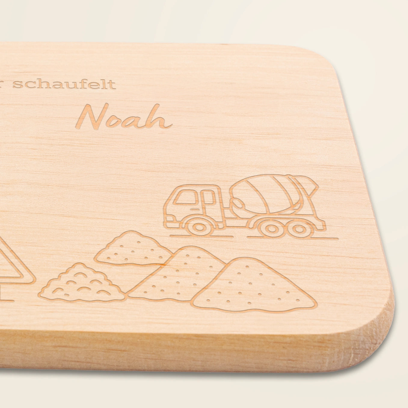 Personalisiertes Frühstücksbrettchen Gravur "Baustelle"