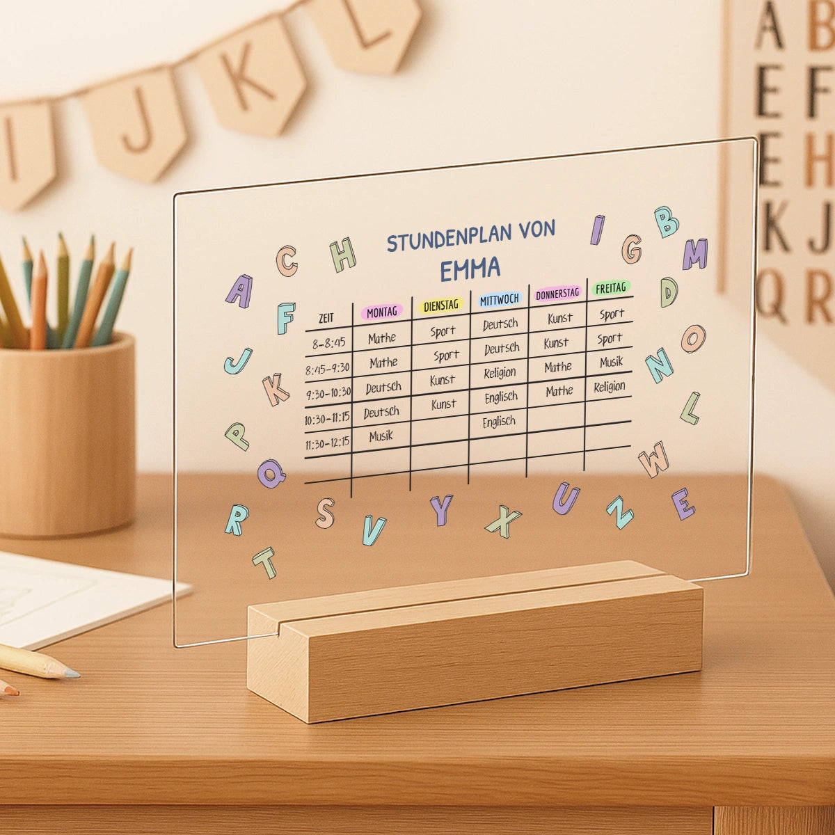 Personalisiertes Acrylglas "Stundenplan" 
