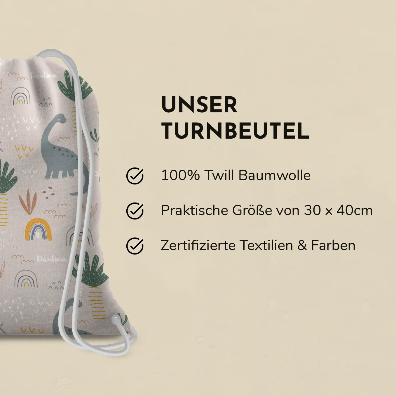 Personalisierter Turnbeutel "Dinosaurier"