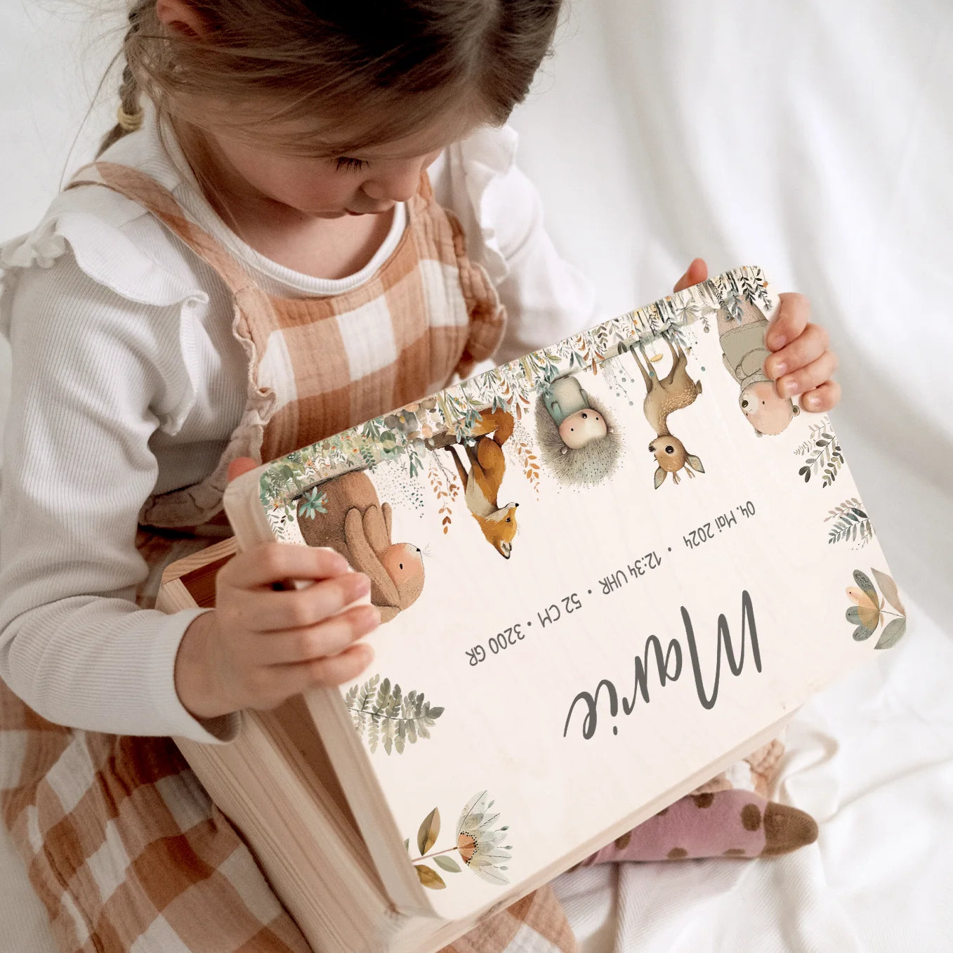 Personalisierte Erinnerungsbox "Aquarell Tiere Wald"