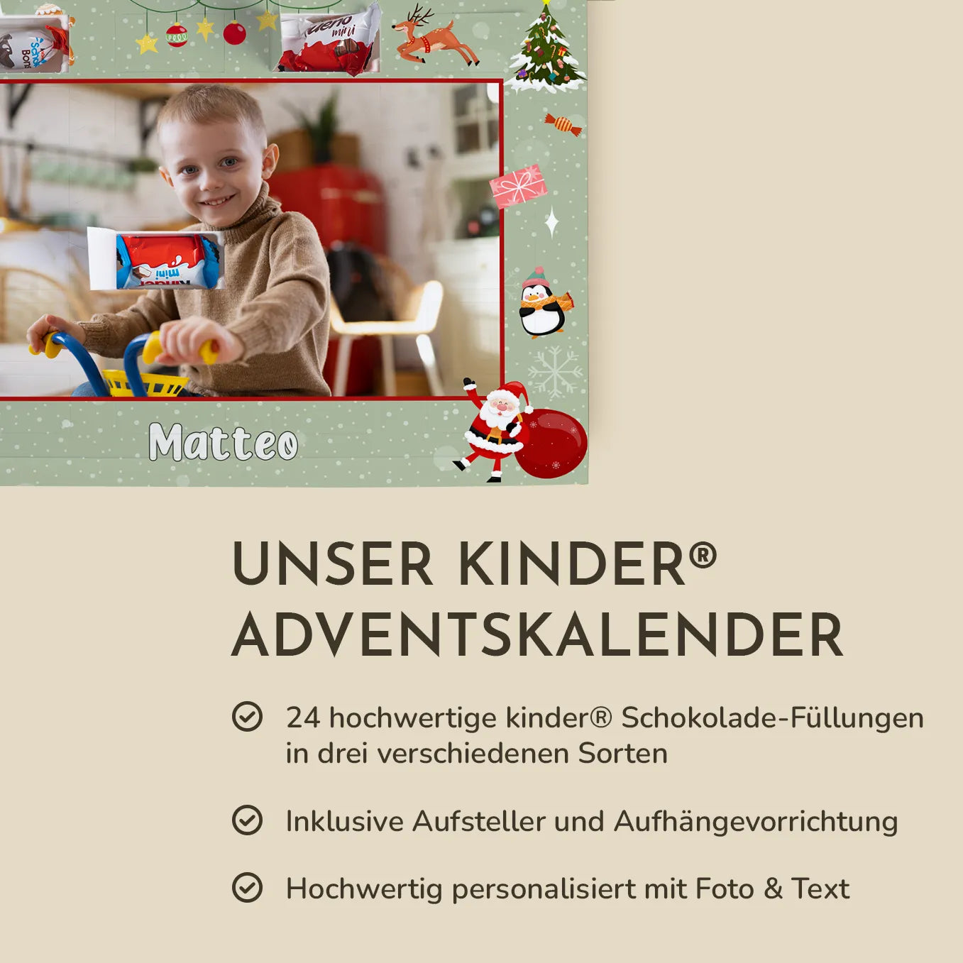 Personalisierter Adventskalender "Foto" mit kinder® Schokolade