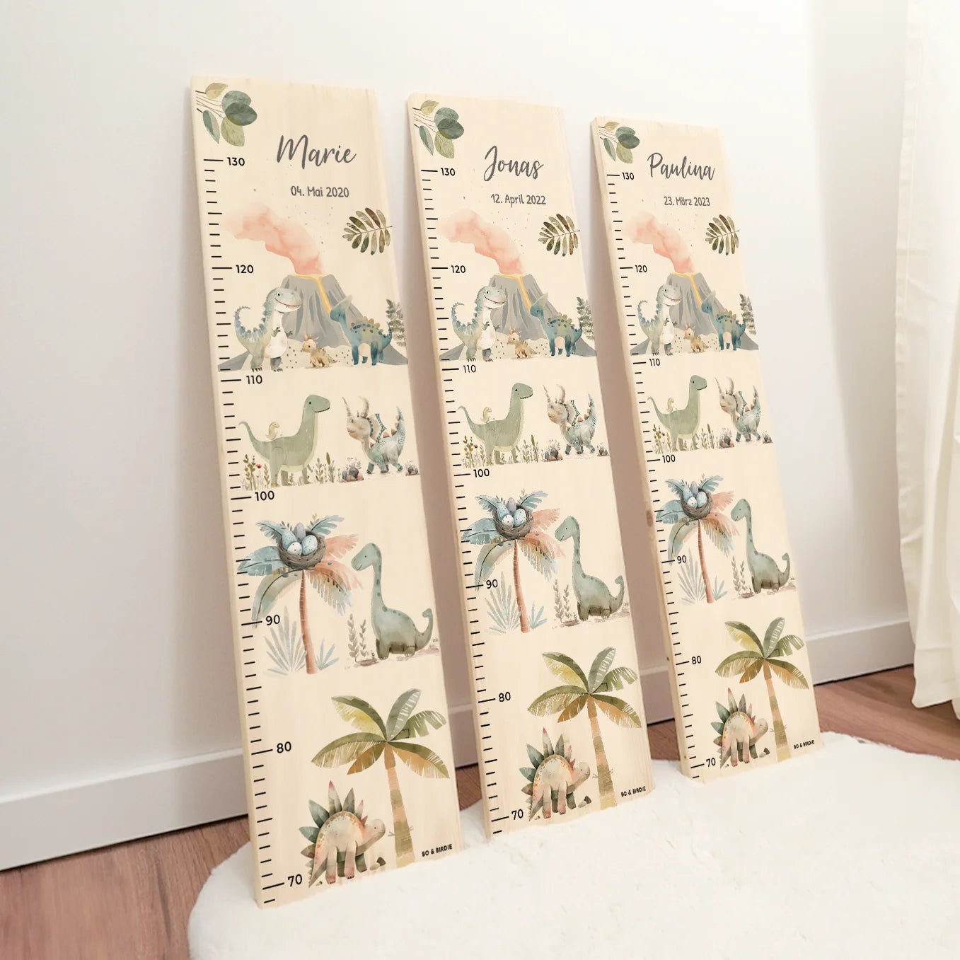 Personalisierte Messlatte "Boho Dinosaurier"