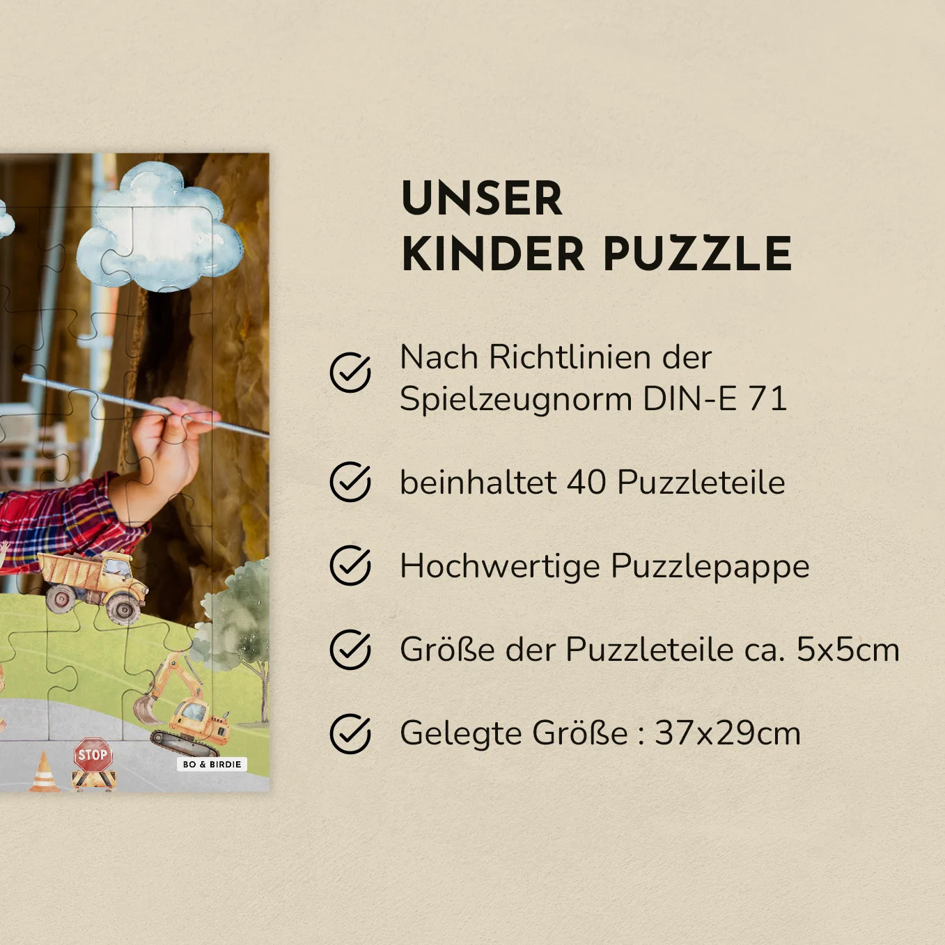 Personalisiertes Kinderpuzzle "Baustelle" - Bo & Birdie