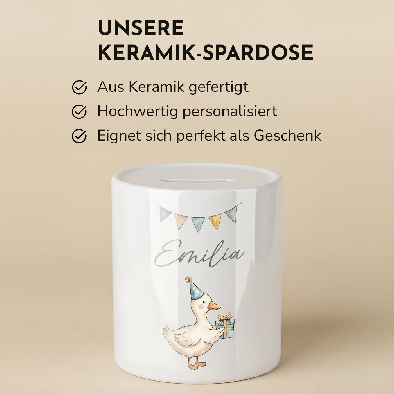 Personalisierte Keramik Spardose "Aquarell"